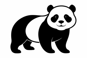 black and white panda silhouette, panda vector illustration, panda silhouette, animal silhouette isolated vector Illustration, png, Funny cute panda, Jumping cartoon pandas