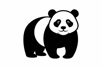 black and white panda silhouette, panda vector illustration, panda silhouette, animal silhouette isolated vector Illustration, png, Funny cute panda, Jumping cartoon pandas