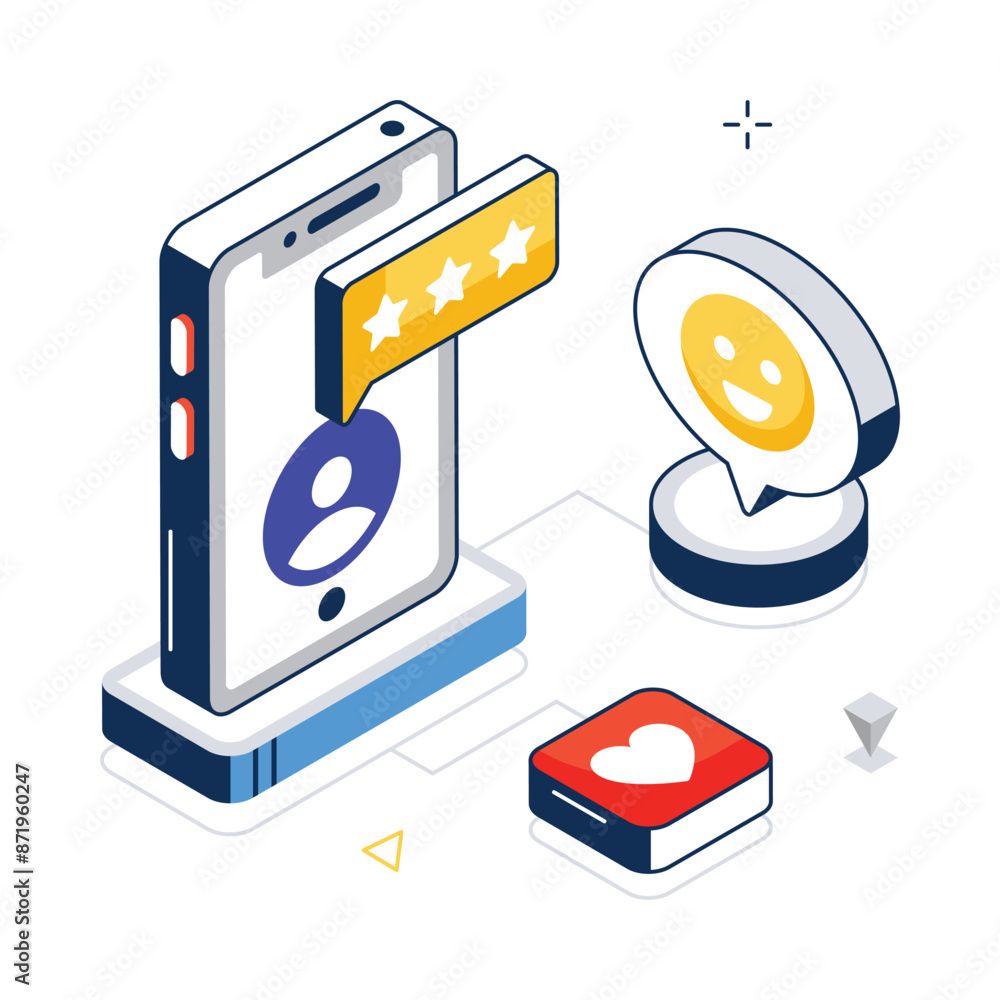 Poster customer feedback concept vector isometric style stock illustration. eps file