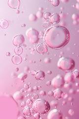 Abstract light pink background with liquid bubbles. Minimalistic template for beauty product presentation, cosmetic promo or advertising, clinic website backdrop.	