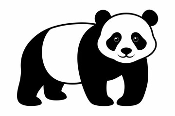 black and white panda silhouette, panda vector illustration, panda silhouette, animal silhouette isolated vector Illustration, png, Funny cute panda, Jumping cartoon pandas