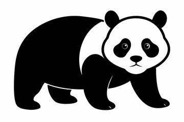 black and white panda silhouette, panda vector illustration, panda silhouette, animal silhouette isolated vector Illustration, png, Funny cute panda, Jumping cartoon pandas
