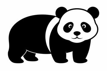 black and white panda silhouette, panda vector illustration, panda silhouette, animal silhouette isolated vector Illustration, png, Funny cute panda, Jumping cartoon pandas