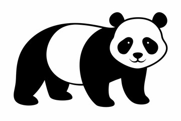 black and white panda silhouette, panda vector illustration, panda silhouette, animal silhouette isolated vector Illustration, png, Funny cute panda, Jumping cartoon pandas