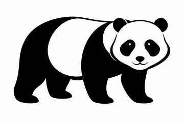 black and white panda silhouette, panda vector illustration, panda silhouette, animal silhouette isolated vector Illustration, png, Funny cute panda, Jumping cartoon pandas