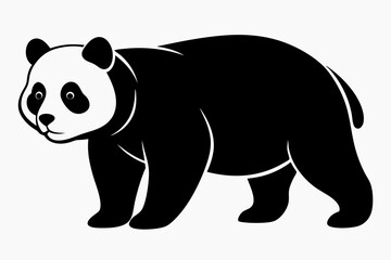 Fototapeta premium black and white panda silhouette, panda vector illustration, panda silhouette, animal silhouette isolated vector Illustration, png, Funny cute panda, Jumping cartoon pandas