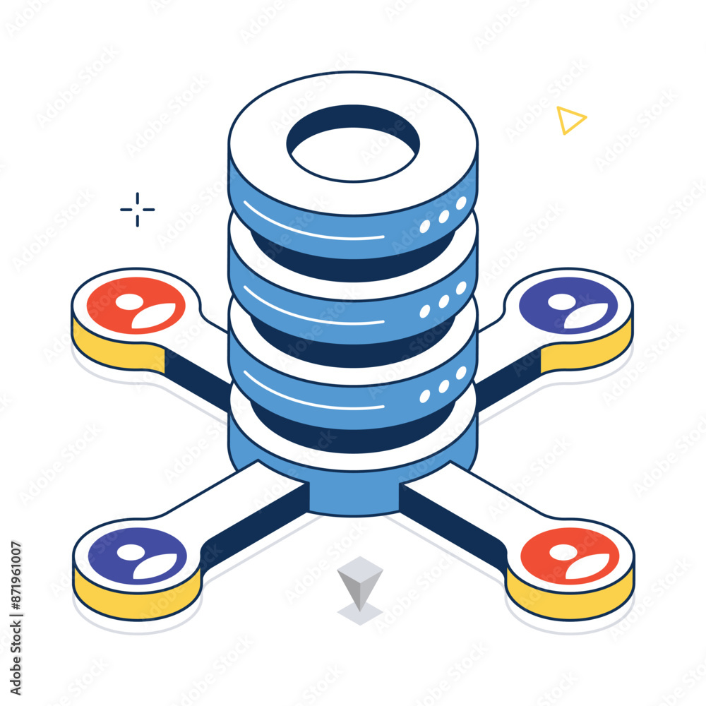 Poster community network concept vector isometric style stock illustration. eps file