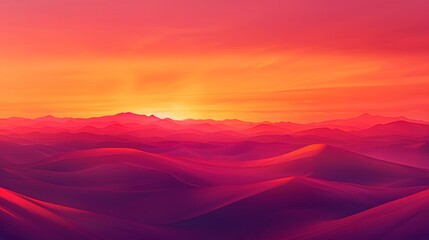 Obraz premium Sunset Over a Desert Dune, Illustrate the dramatic contrast of a desert landscape at sunset, viewed from above. The sky above is a canvas of vibrant reds and purples.