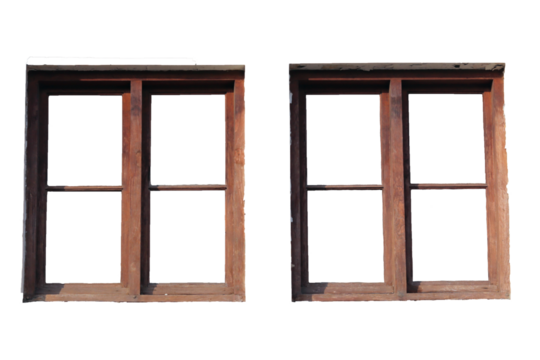 isolated wooden vintage window with a transparent background, perfect for design, architectural, and decorative projects, highlighting its classic and rustic charm.