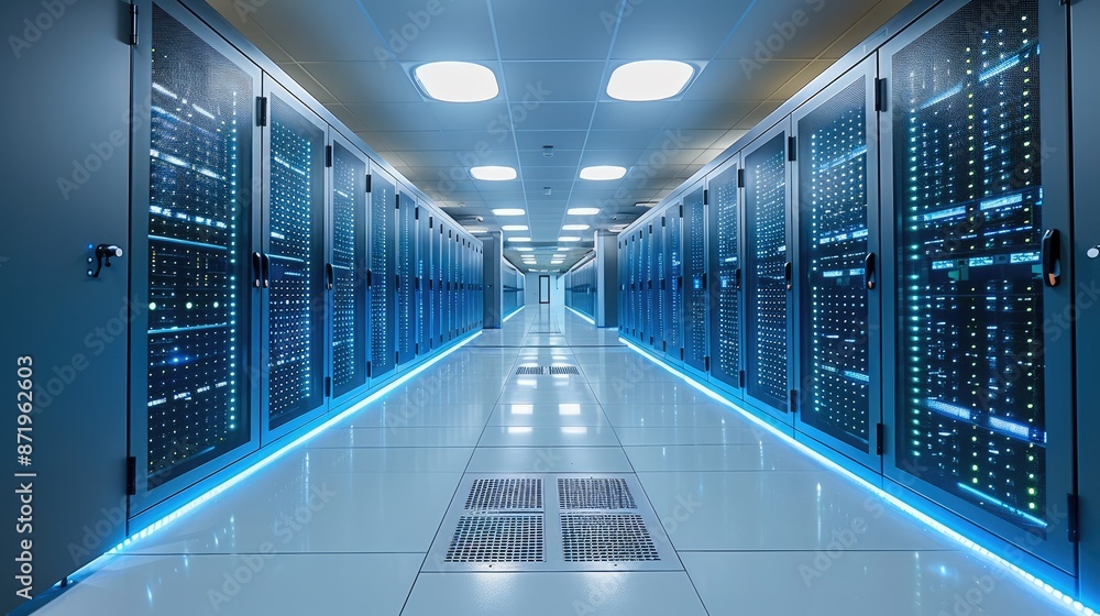 Aufkleber a computer data center, stylish light. generative ai.