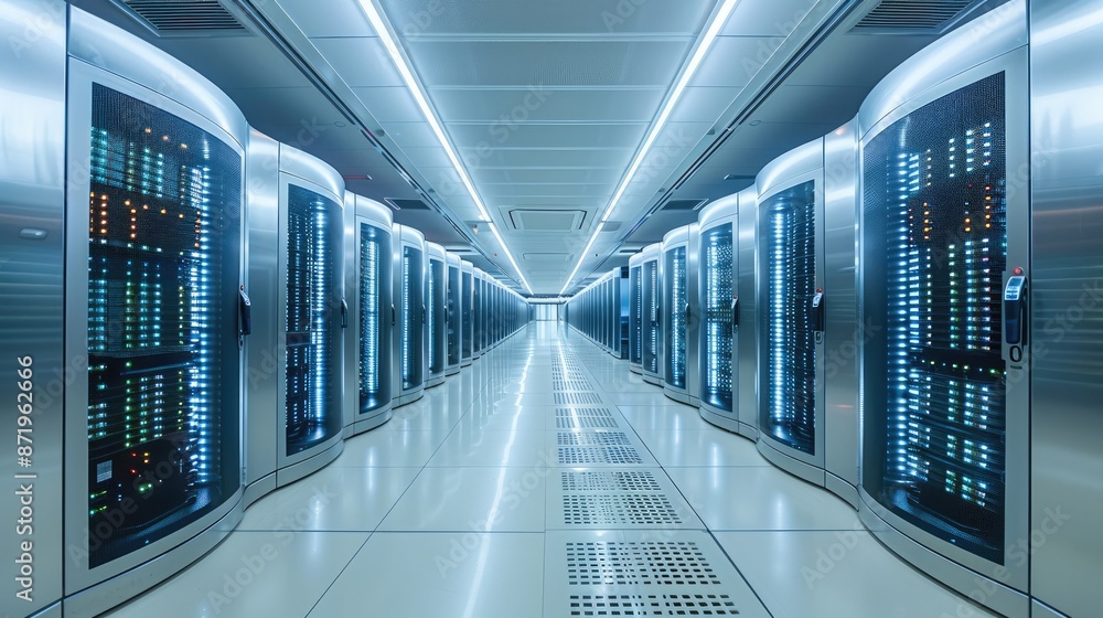 Aufkleber a computer data center, stylish light. generative ai.