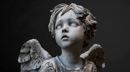 Boy Angel plaster 3D rendering front full