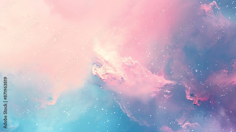 Wall mural abstract pastel pale blue and pink galaxy nebula background.