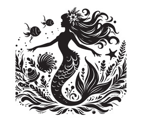 mermaid vector design,awesome mermaidsvg,high resolution printable mermaid atwork