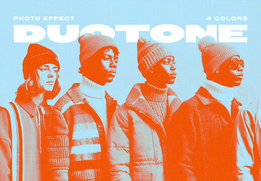 Grain Duotone Photo Effect Mockup