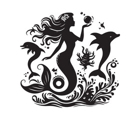 Obraz premium mermaid vector design,awesome mermaidsvg,high resolution printable mermaid atwork