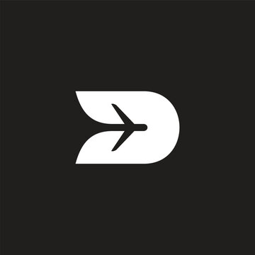 letter d swoosh arrow jet plane logo vector