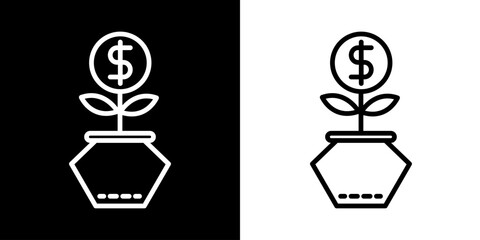 Investment icon, Business icon. Target. Admin. Work Team. Black icon. Silhouette.
