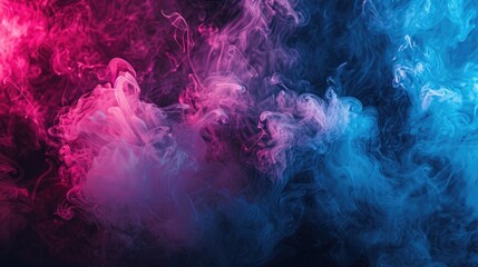 Artistic capture of vibrant pink and blue smoke billowing across a dark backdrop, evoking a sense of creativity and imagination
