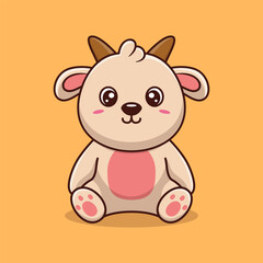 Vector cute goat cartoon sitting