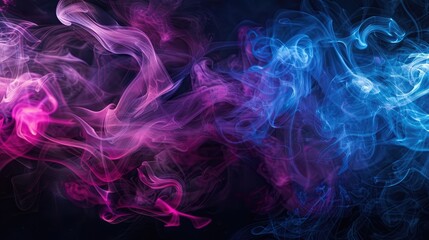 Obraz premium Artistic capture of vibrant pink and blue smoke billowing across a dark backdrop, evoking a sense of creativity and imagination