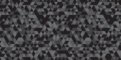 Triangle shape retro wall grid pattern geometric ornament tile vector square element. Abstract geometric black and gray background seamless mosaic and low polygon triangle texture wallpaper.