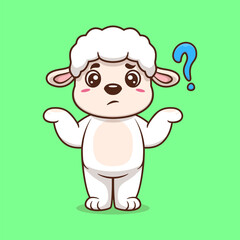 Cute sheep confused cartoon vector icon illustration