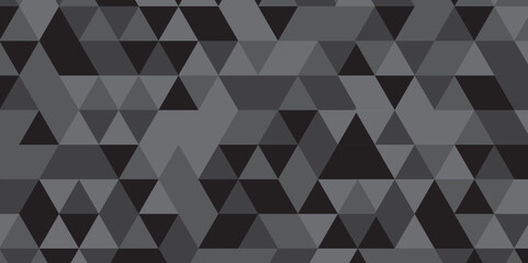 Triangle shape retro wall grid pattern geometric ornament tile vector square element. Abstract geometric black and gray background seamless mosaic and low polygon triangle texture wallpaper.