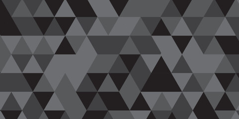 Triangle shape retro wall grid pattern geometric ornament tile vector square element. Abstract geometric black and gray background seamless mosaic and low polygon triangle texture wallpaper.