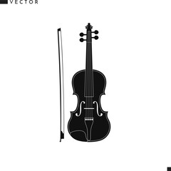 Violin silhouette. Musical Instrument vector. Isolated violin on white background