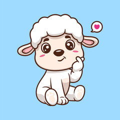 Cute sheep with love sign hand cartoon vector icon illustration .animal nature concept isolated	