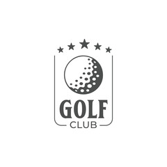 Golf Club Vector logos with stars and and Gold ball Golf club badge symbol