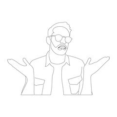 Minimal Line Art Man Portrait Vector Illustration, Continuous Line Drawing of a Man, Abstract Line Art Male