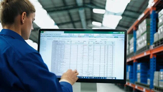 Man Working on Spreadsheet in Warehouse Generative AI