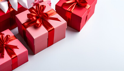 Obraz premium Christmas, Valentine festive copy space text background with gift box 