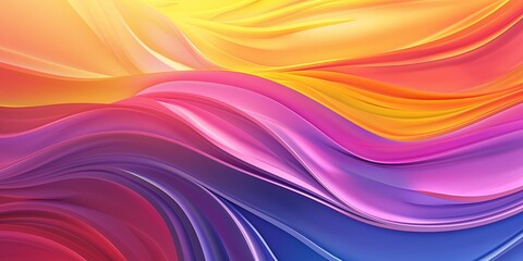 Colorful abstract wave pattern background. Flowing shapes in bright hues of pink, orange, yellow, and blue create a vibrant and dynamic backdrop. Ideal for modern design projects, marketing