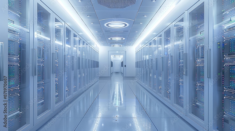 Aufkleber simple server room, background is white and minimalist. generative ai.