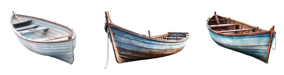 Obraz premium Collection set of traditional boats isolated on white background