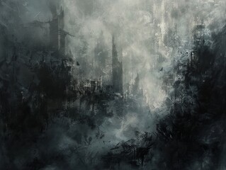 Obraz premium A brooding abstract scene with dark, smoky textures and hints of light 
