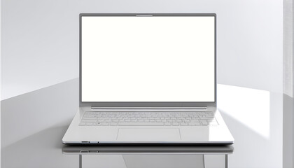 Fototapeta premium White Screen Laptop Copy Space Text Background