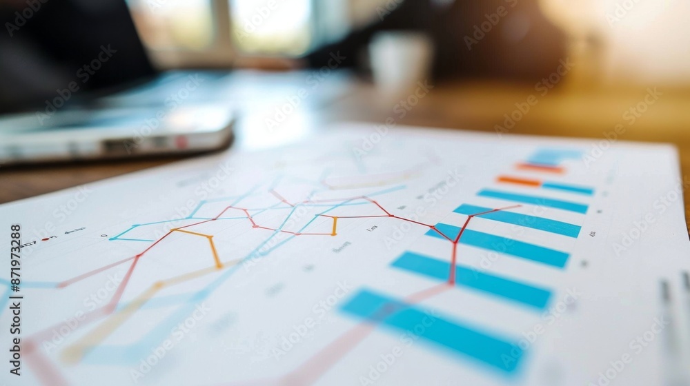 Poster A close-up of a line graph showing financial growth trends over time
