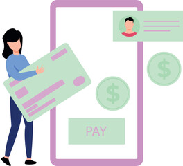 The girl is paying online.