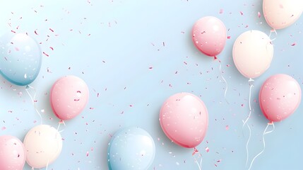 Pastel-Colored Birthday Banner with Festive Balloons for