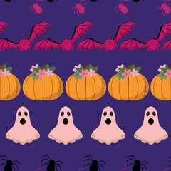Obraz premium Fun colorful Halloween seamless pattern background illustration
