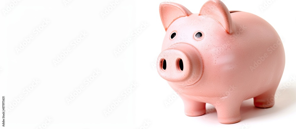 Poster An isolated piggy bank displayed on a white background with empty space for text or additional images.