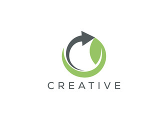 Minimal and professional Green leaf arrow logo design template