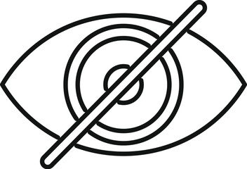Simple line drawing of an eye crossed with a single diagonal line, representing blindness and lack of sight