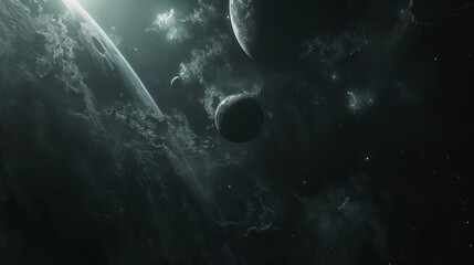 Fototapeta premium Dark deep space with giant planets in spa