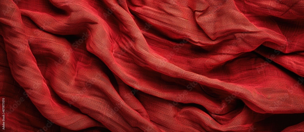 Leinwandbilder macro banner featuring a crumpled red linen fabric texture with a stone-washed appearance and ample 