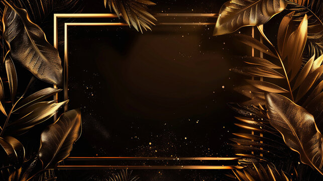 Gold Picture Frame With Leaves Illustration